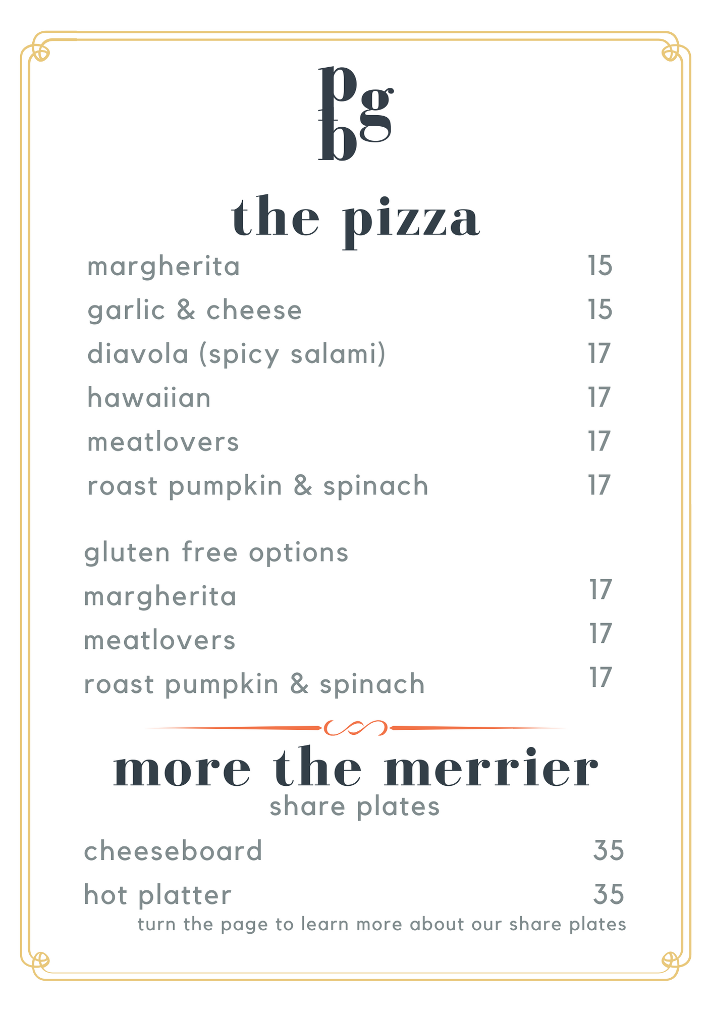 Peninsula Beer Garden Menu