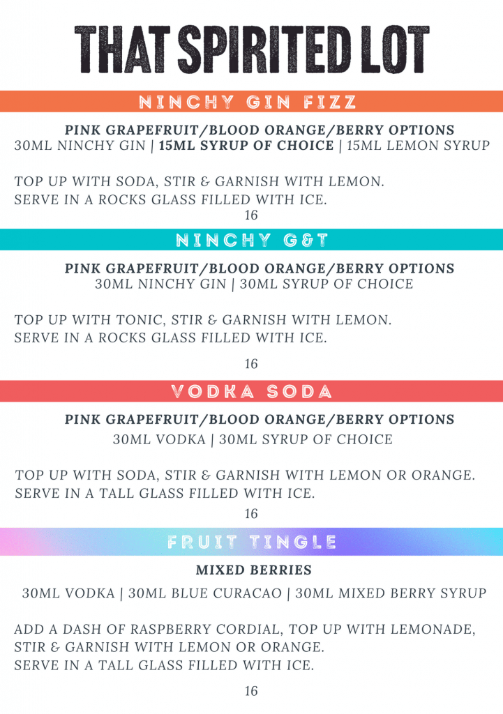 Peninsula Beer Garden Menu