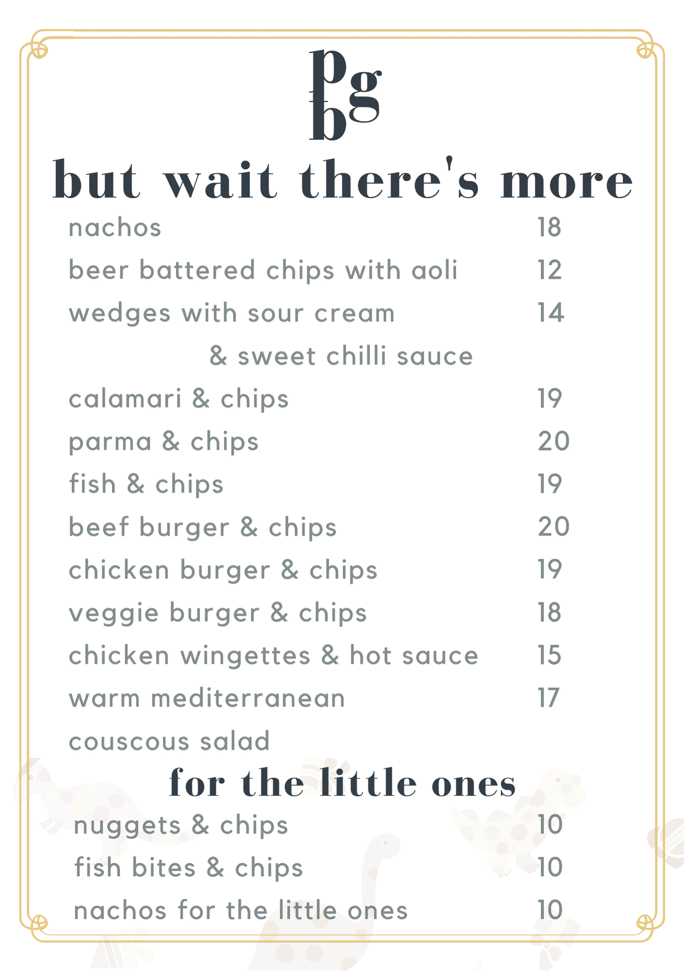 Peninsula Beer Garden Menu