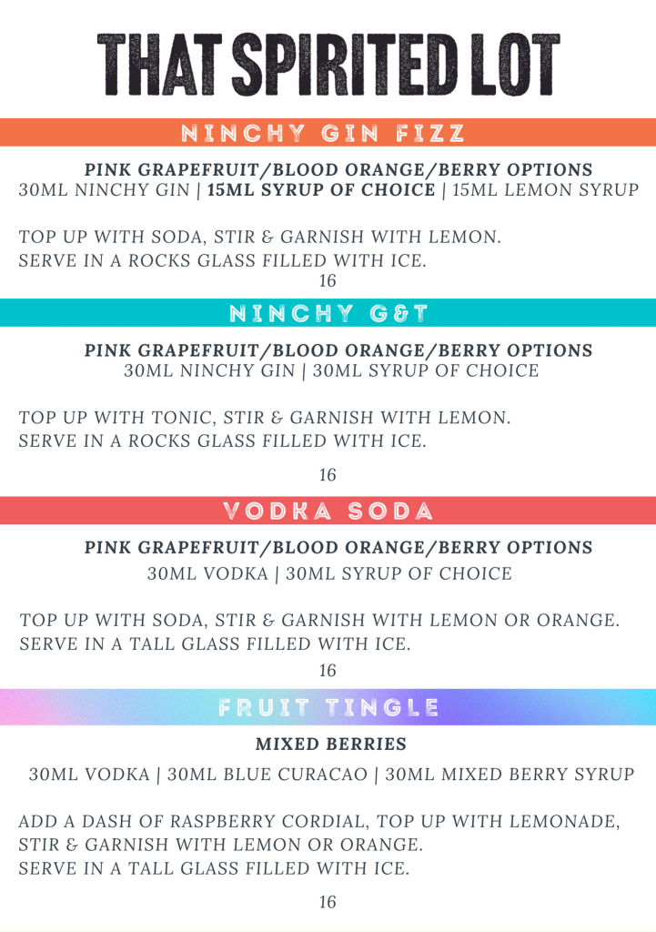 Peninsula Beer Garden Menu