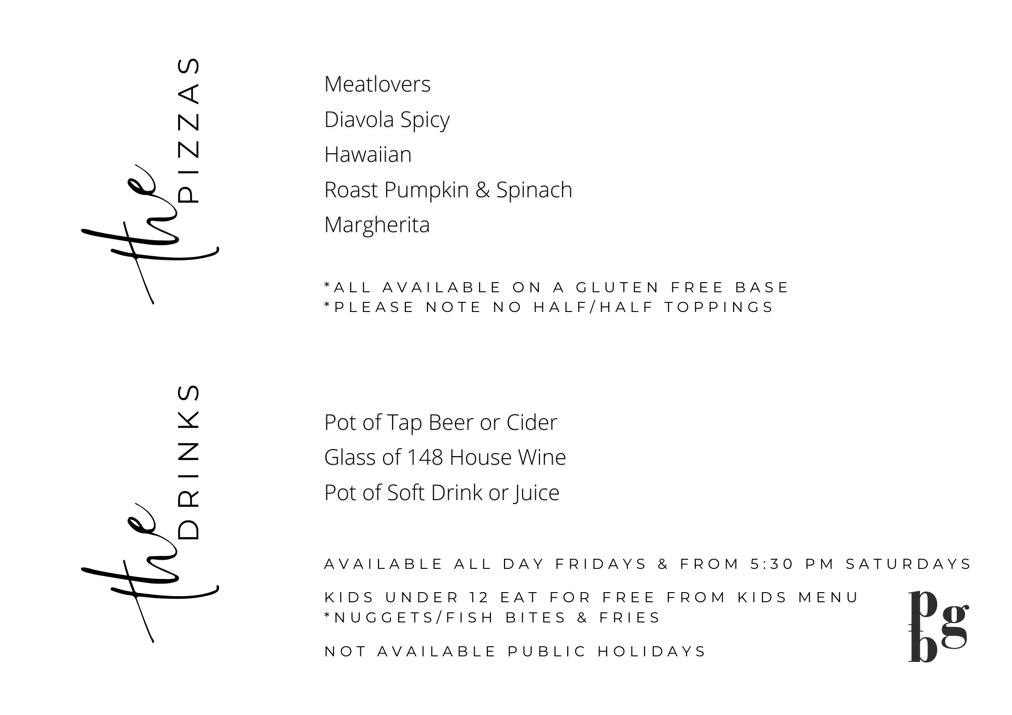 Peninsula Beer Garden Menu